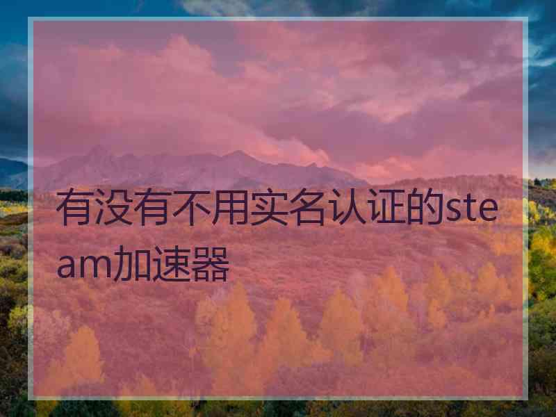 有没有不用实名认证的steam加速器