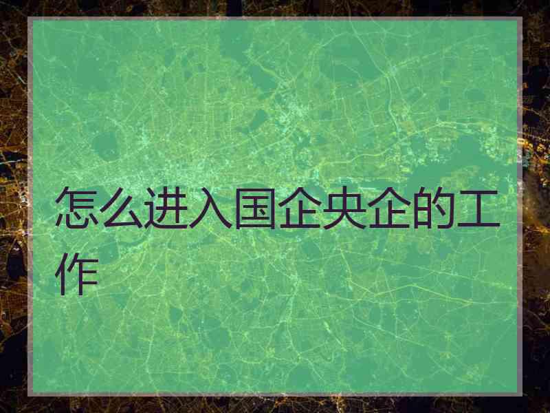 怎么进入国企央企的工作