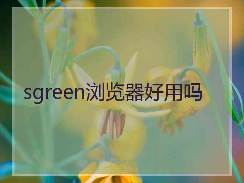 sgreen浏览器好用吗