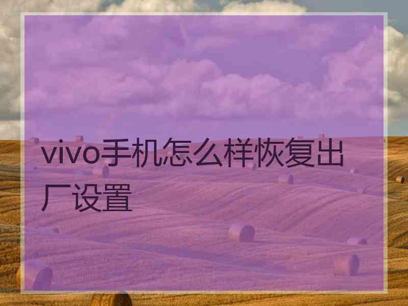 vivo手机怎么样恢复出厂设置