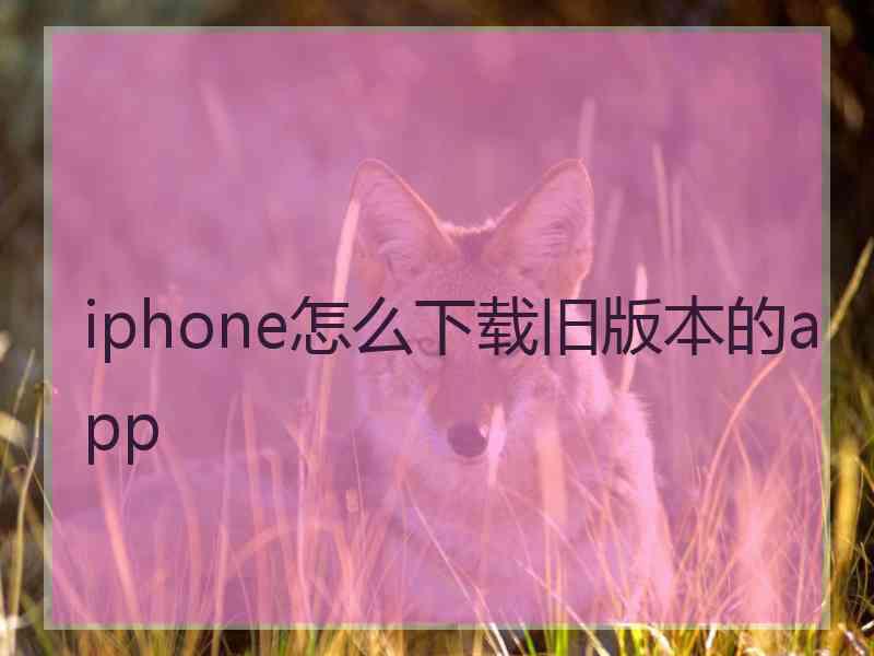 iphone怎么下载旧版本的app