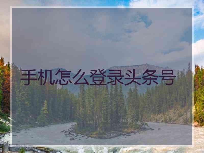 手机怎么登录头条号