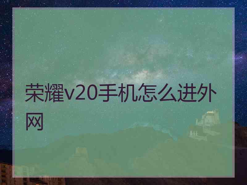 荣耀v20手机怎么进外网